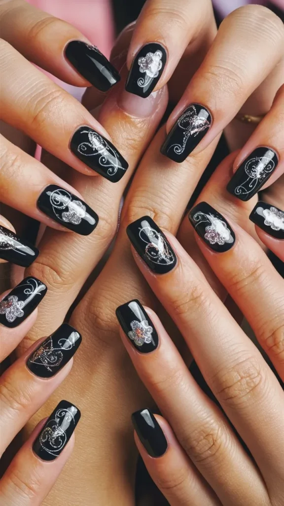 30+ Images of Cute Black Nail Ideas for HoCo Glam