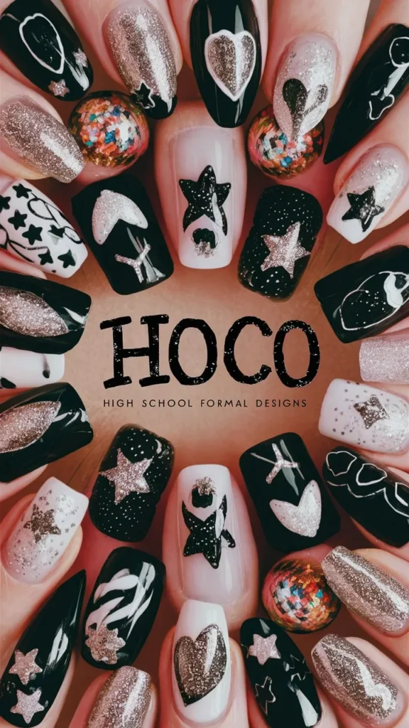 30+ Images of Cute Black Nail Ideas for HoCo Glam