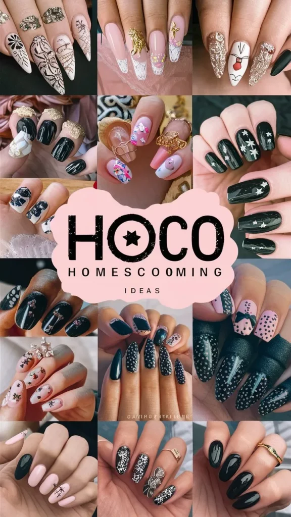 30+ Images of Cute Black Nail Ideas for HoCo Glam