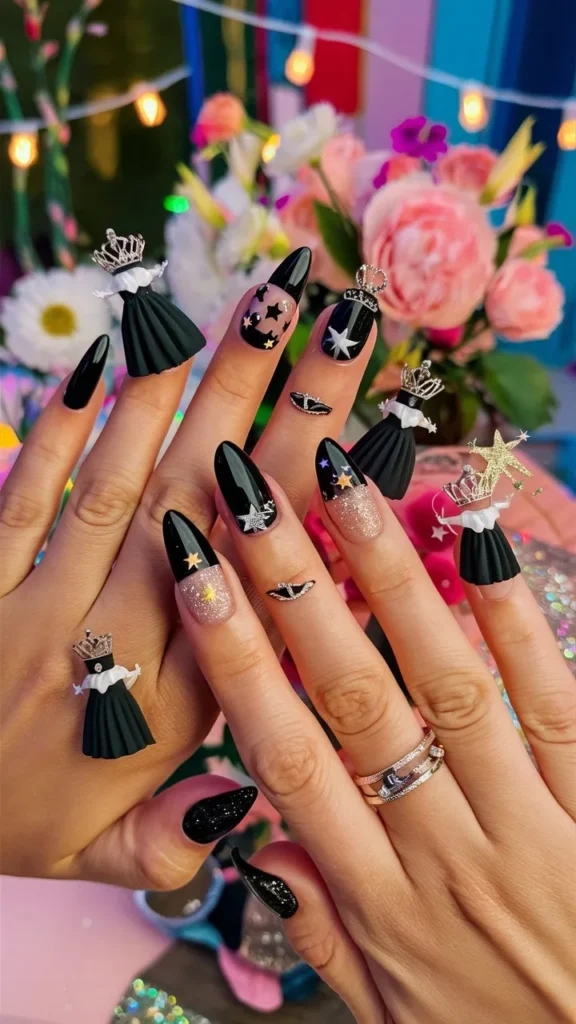 30+ Images of Cute Black Nail Ideas for HoCo Glam