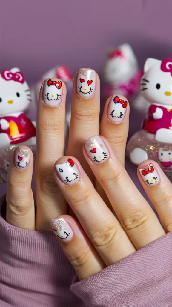 30+ Images of Cute Hello Kitty Nail Ideas