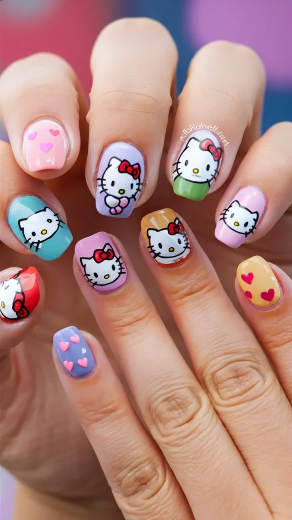 30+ Images of Cute Hello Kitty Nail Ideas