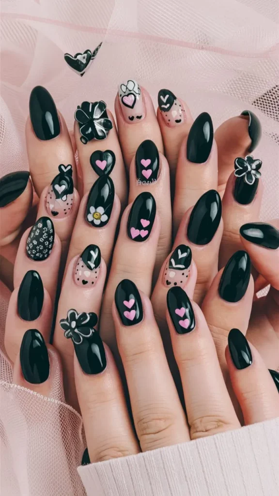 30+ Images of Cute Black Nail Ideas for HoCo Glam