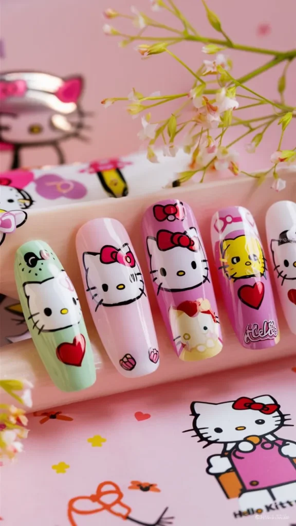 30+ Images of Cute Hello Kitty Nail Ideas