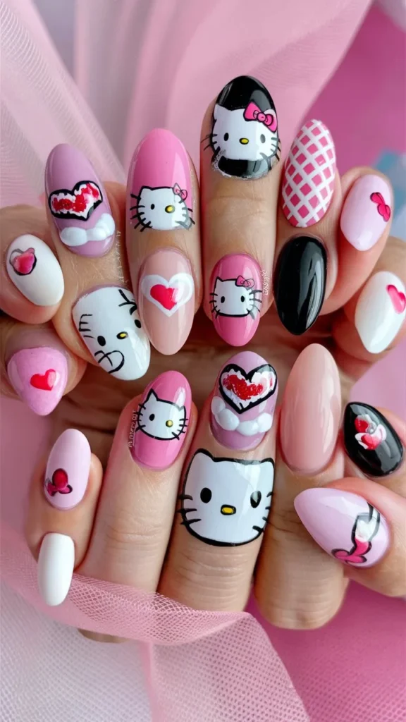 30+ Images of Cute Hello Kitty Nail Ideas