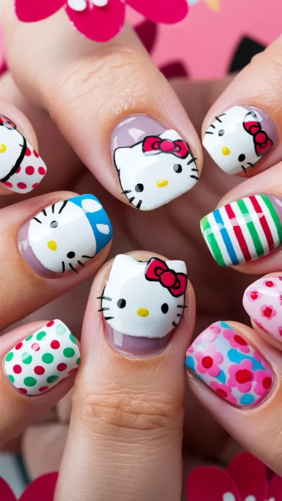 30+ Images of Cute Hello Kitty Nail Ideas