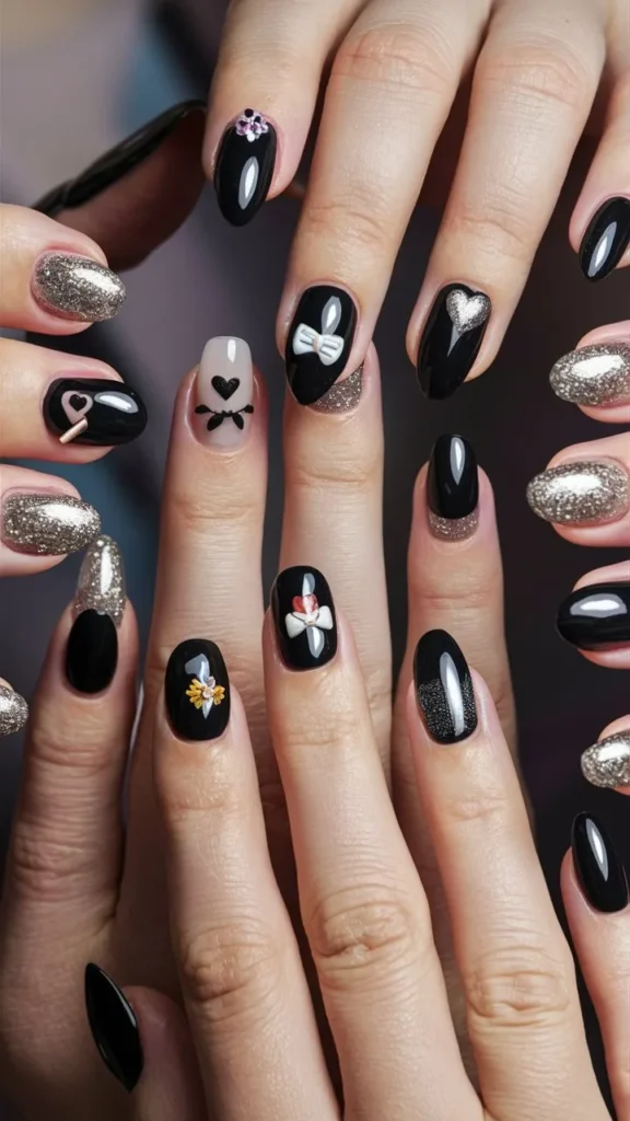 30+ Images of Cute Black Nail Ideas for HoCo Glam