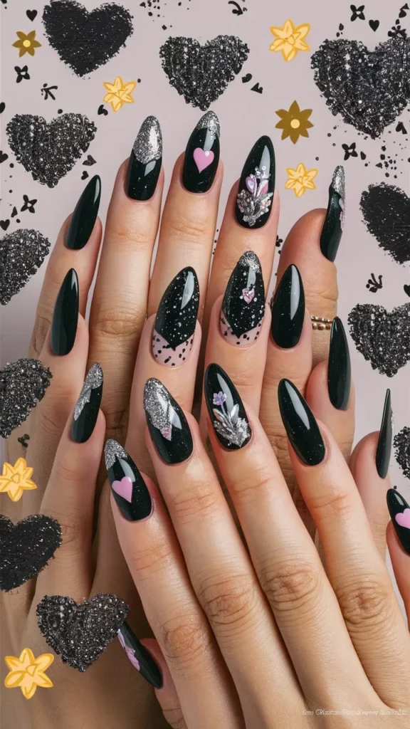 30+ Images of Cute Black Nail Ideas for HoCo Glam