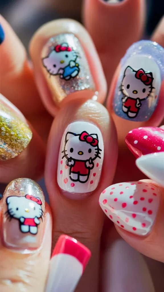 30+ Images of Cute Hello Kitty Nail Ideas