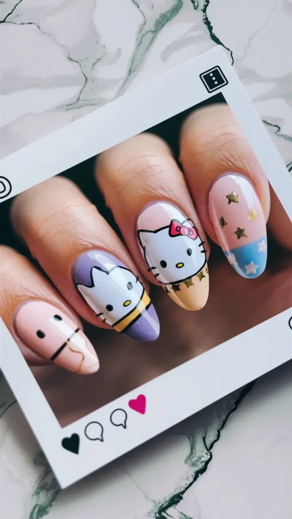 30+ Images of Cute Hello Kitty Nail Ideas