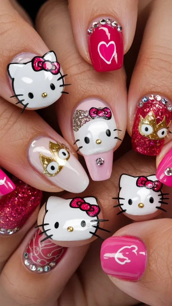 30+ Images of Cute Hello Kitty Nail Ideas