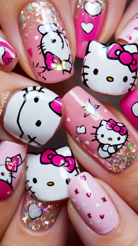 30+ Images of Cute Hello Kitty Nail Ideas