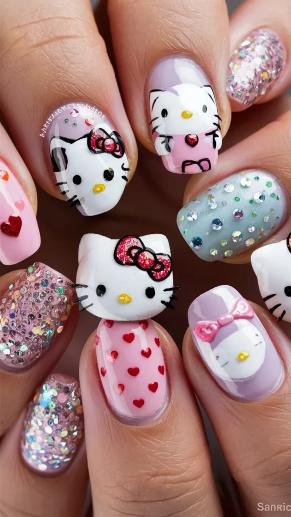 30+ Images of Cute Hello Kitty Nail Ideas