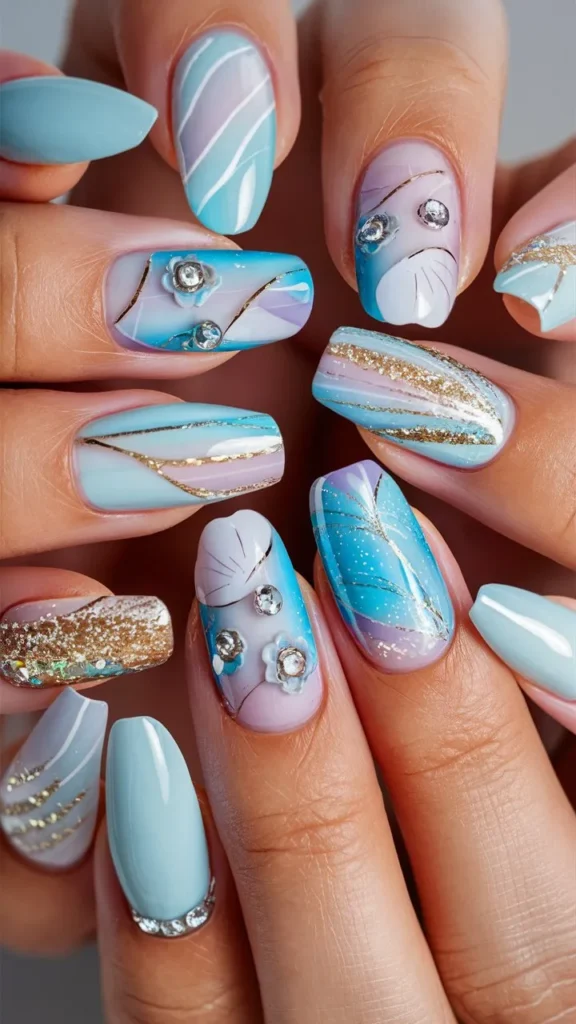 30+ Images of Cute Light Blue Nails Ideas for Every Style