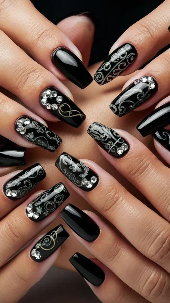 30+ Images of Cute Black Nail Ideas for HoCo Glam