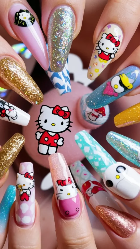 30+ Images of Cute Hello Kitty Nail Ideas