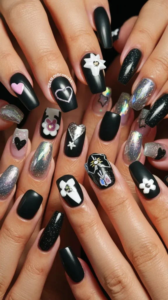 30+ Images of Cute Black Nail Ideas for HoCo Glam