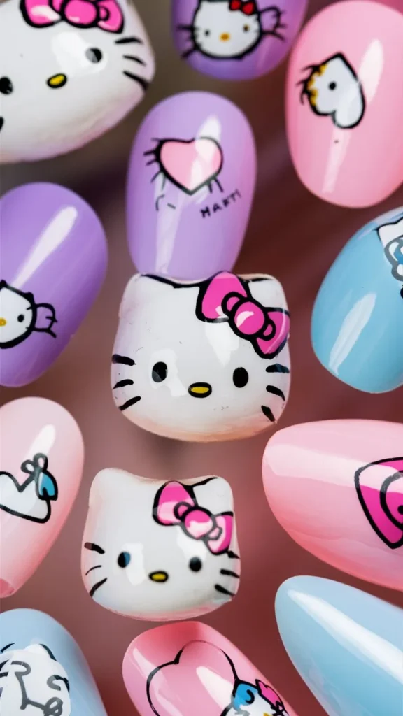 30+ Images of Cute Hello Kitty Nail Ideas