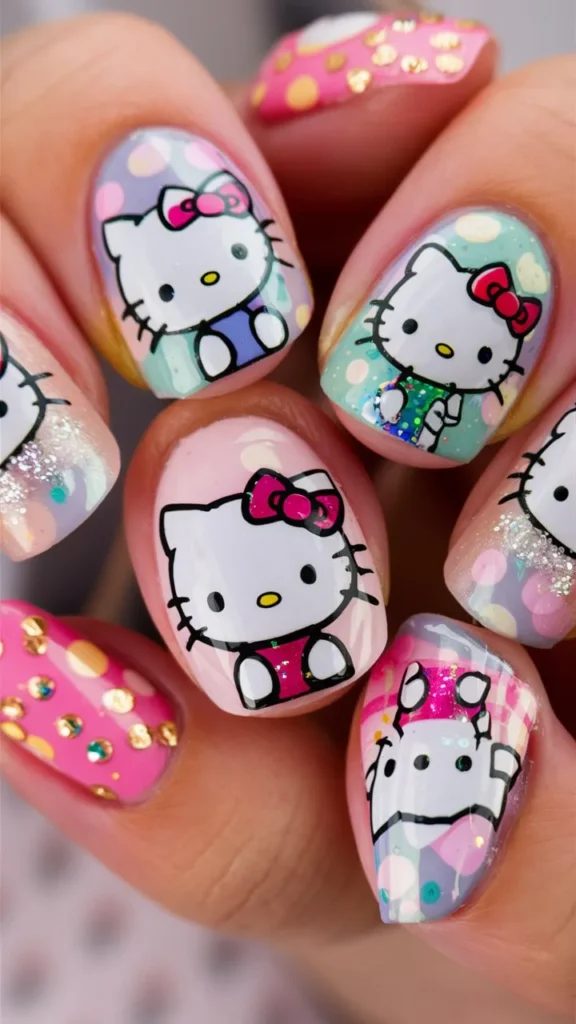 30+ Images of Cute Hello Kitty Nail Ideas