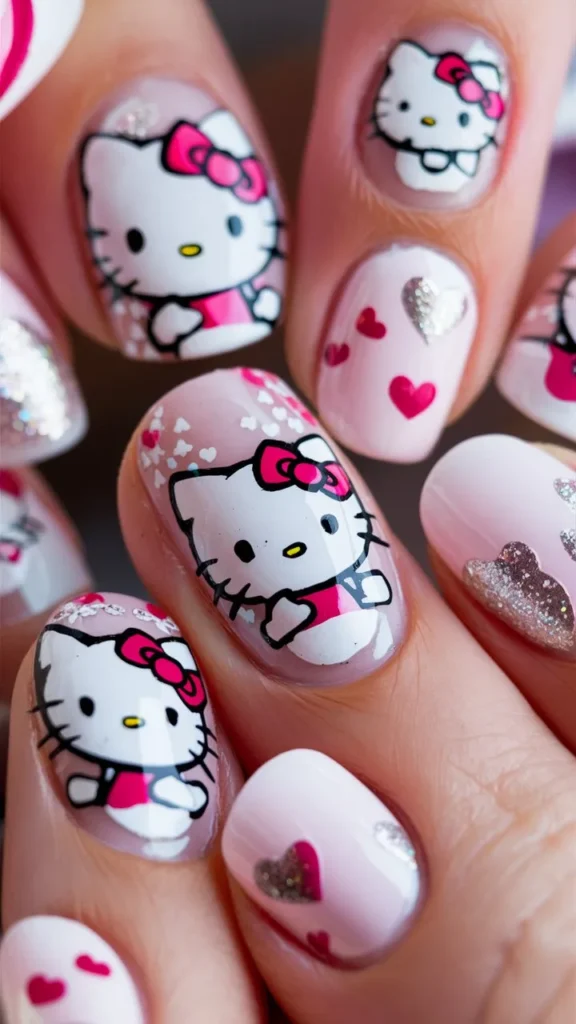 30+ Images of Cute Hello Kitty Nail Ideas