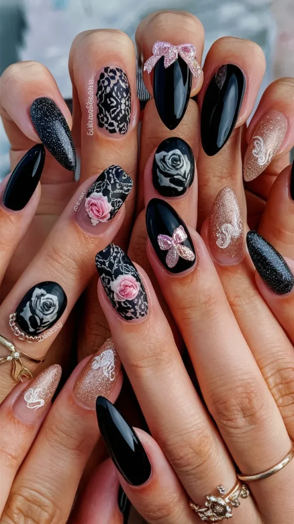 30+ Images of Cute Black Nail Ideas for HoCo Glam