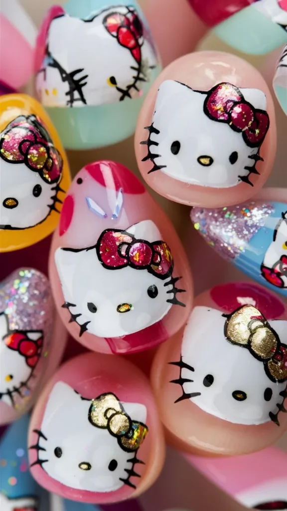 30+ Images of Cute Hello Kitty Nail Ideas