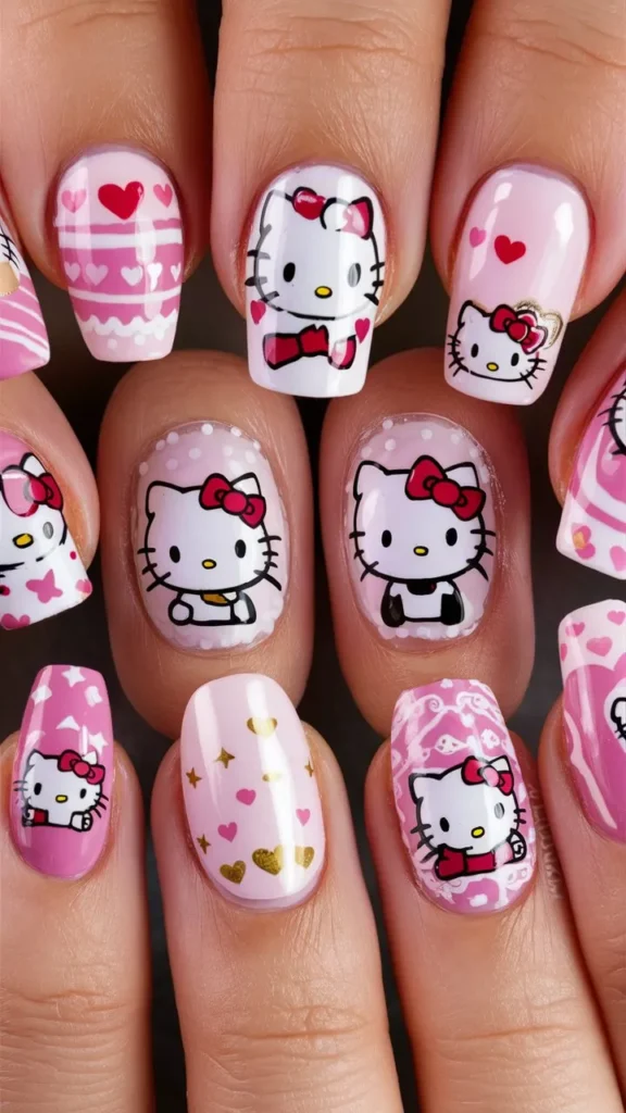 30+ Images of Cute Hello Kitty Nail Ideas