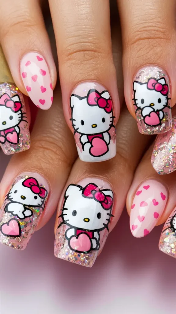 30+ Images of Cute Hello Kitty Nail Ideas