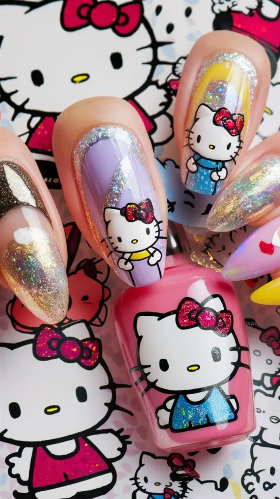 30+ Images of Cute Hello Kitty Nail Ideas