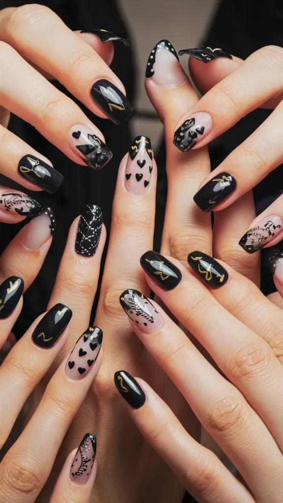 30+ Images of Cute Black Nail Ideas for HoCo Glam