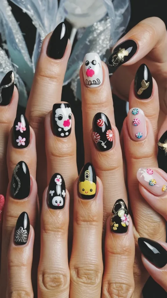 30+ Images of Cute Black Nail Ideas for HoCo Glam