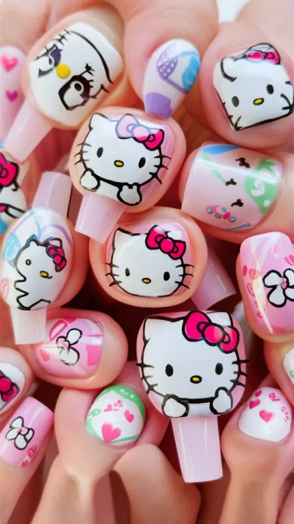 30+ Images of Cute Hello Kitty Nail Ideas