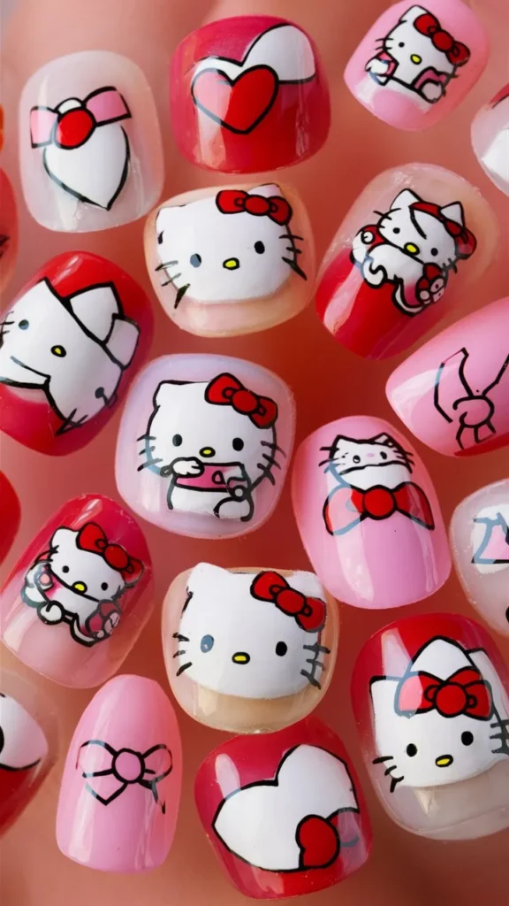 30+ Images of Cute Hello Kitty Nail Ideas