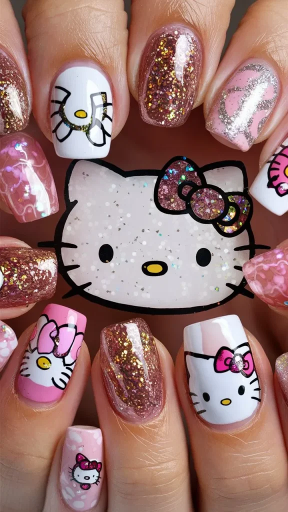 30+ Images of Cute Hello Kitty Nail Ideas