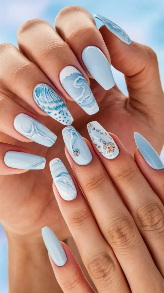 30+ Images of Cute Light Blue Nails Ideas for Every Style