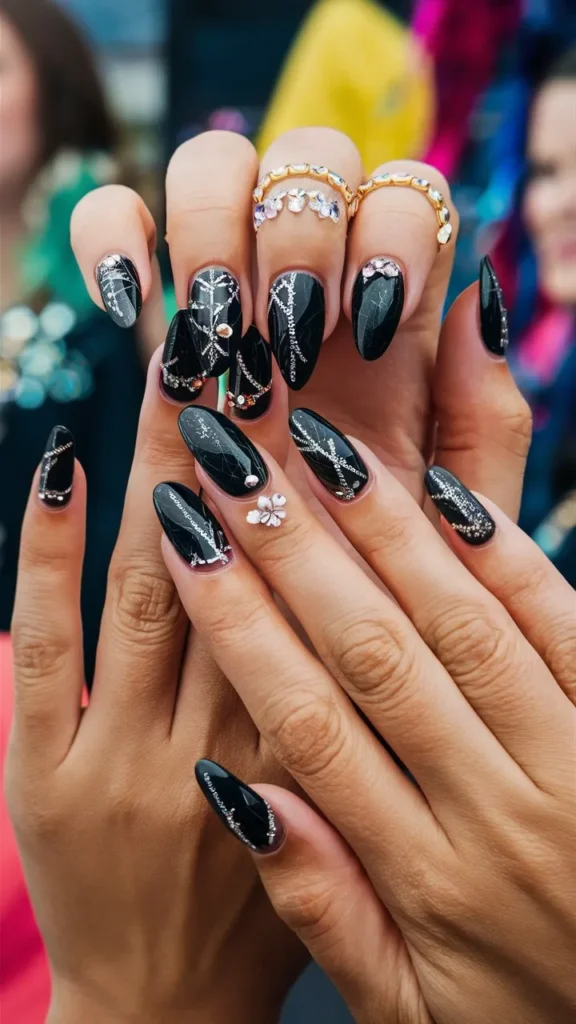 30+ Images of Cute Black Nail Ideas for HoCo Glam