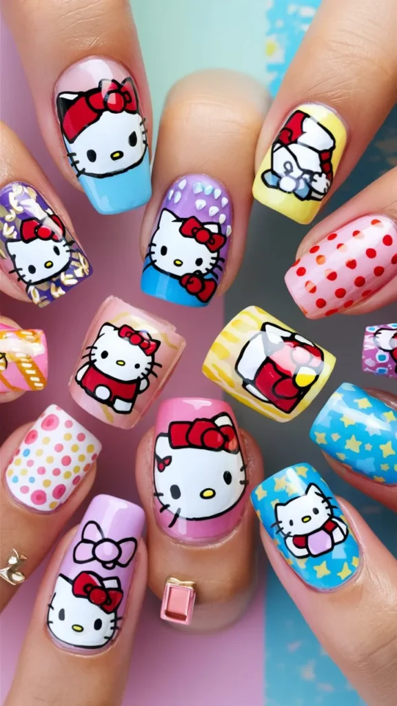 30+ Images of Cute Hello Kitty Nail Ideas