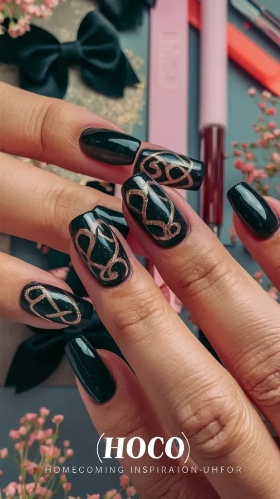 30+ Images of Cute Black Nail Ideas for HoCo Glam